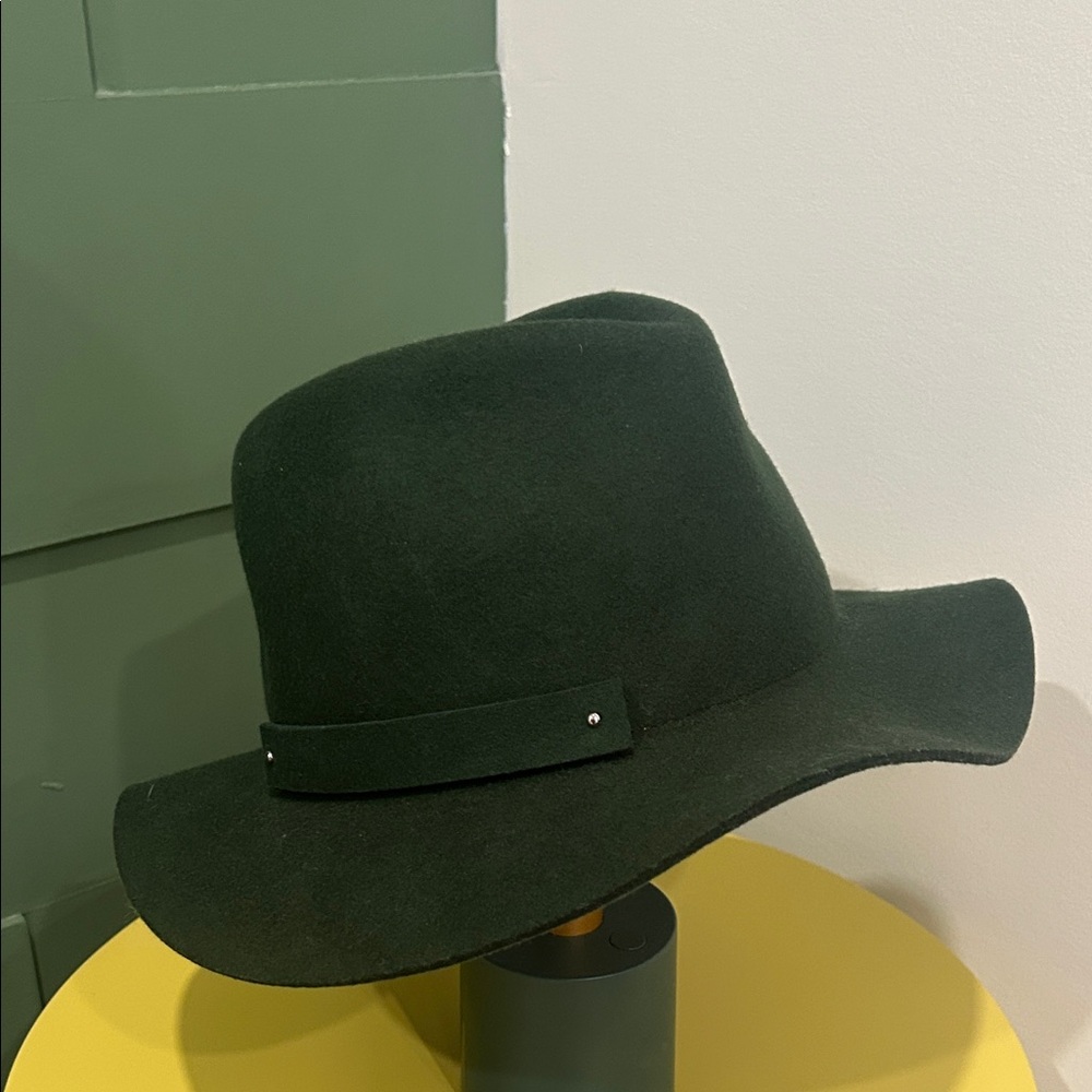 Anthropologie Amelia felt wool fedora hat—green